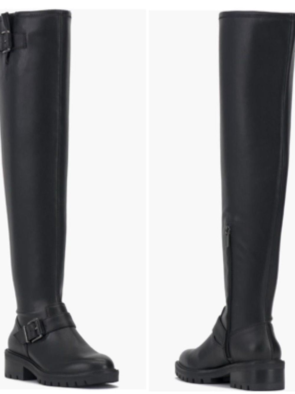 Vince Camuto Abrila Knee-High Black Leather Lug Sole Tall Boots Size 6.5 NEW - Picture 4 of 11